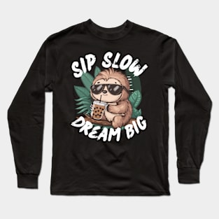 Cute Sloth Boba Tea Long Sleeve T-Shirt